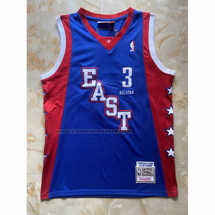 Maglia All Star 2024 Eastern Conference Allen Iverson No 3 Blu